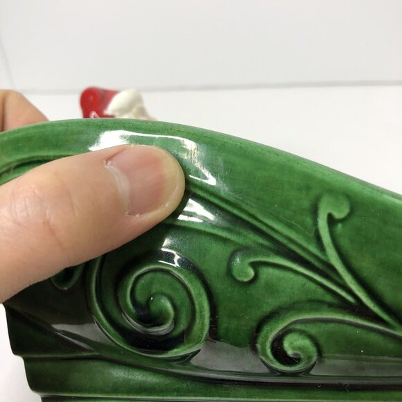 VTG 70s Atlantic Mold Ceramic Santa in Sleigh Christmas Candy Dish Centerpiece - Picture 11 of 11